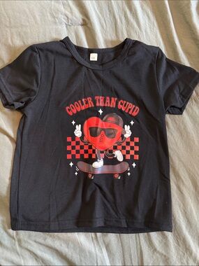 Kids Black Graphic Tee - "Cooler Than Cupid"